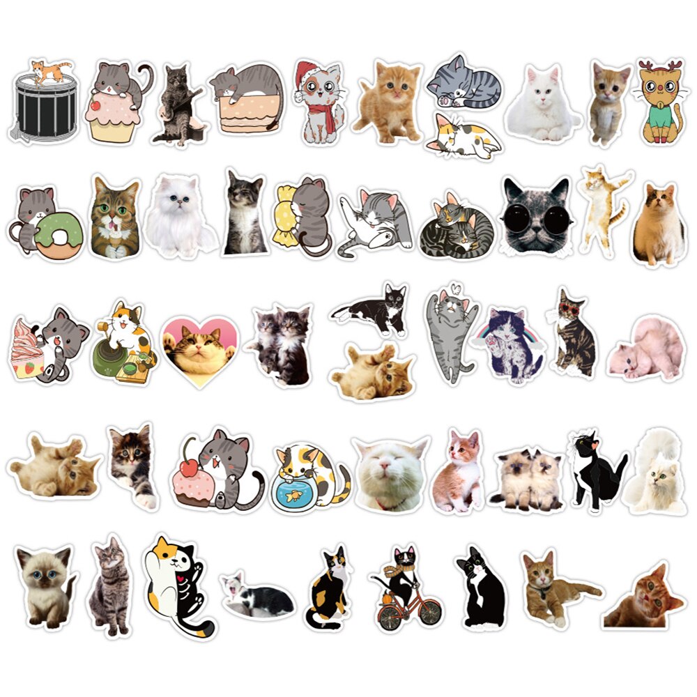 50 Cat Cute Graffiti Stickers Suitcase Skateboard Refrigerator Laptop Stickers - B-J7R