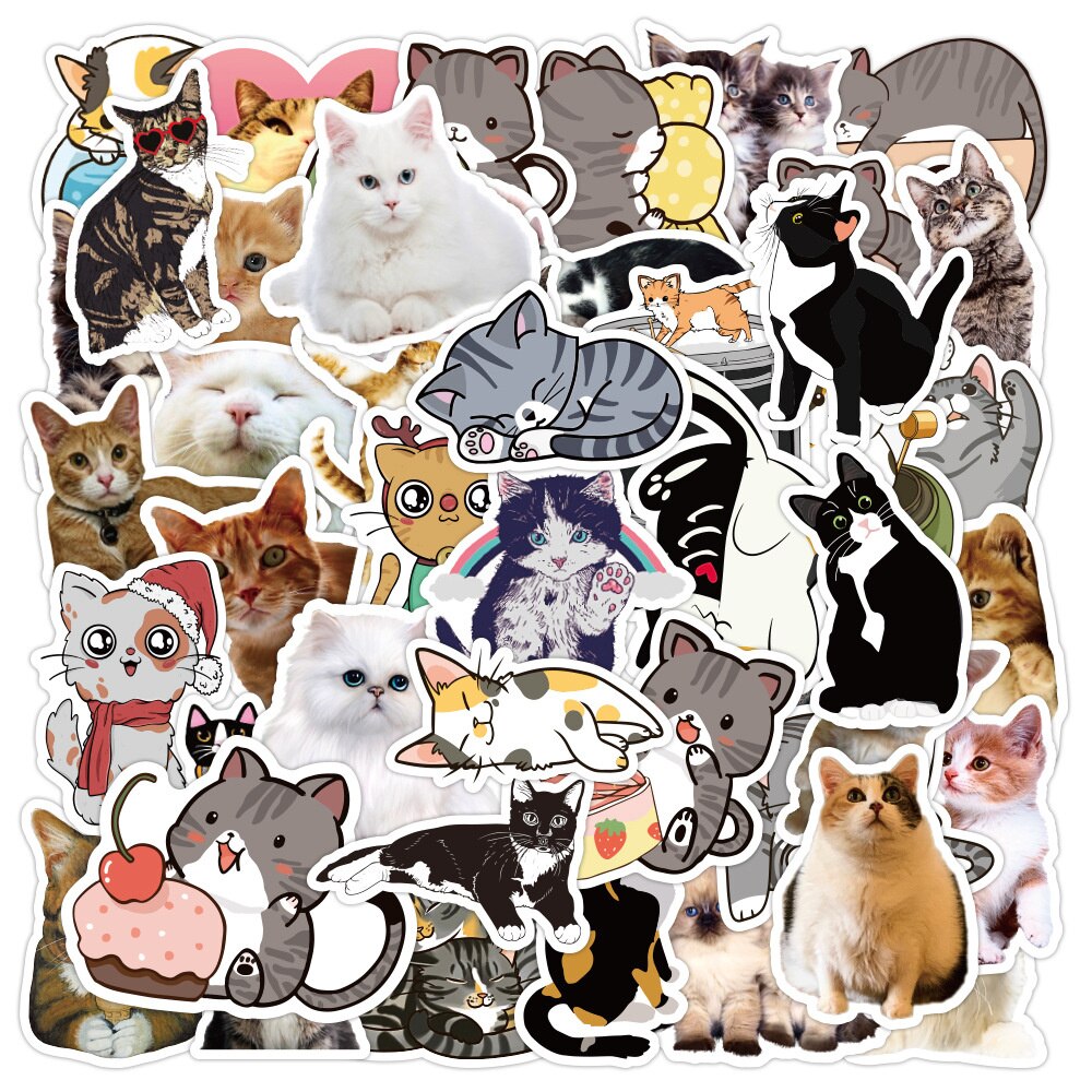 50 Cat Cute Graffiti Stickers Suitcase Skateboard Refrigerator Laptop Stickers - B-J7R